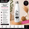 **Gourde Isotherme Fille Personnalisée – Prénom & Super Héroïne**